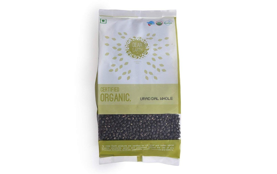 Dear Earth Certifief Organic Urad Dal Whole   Pack  500 grams